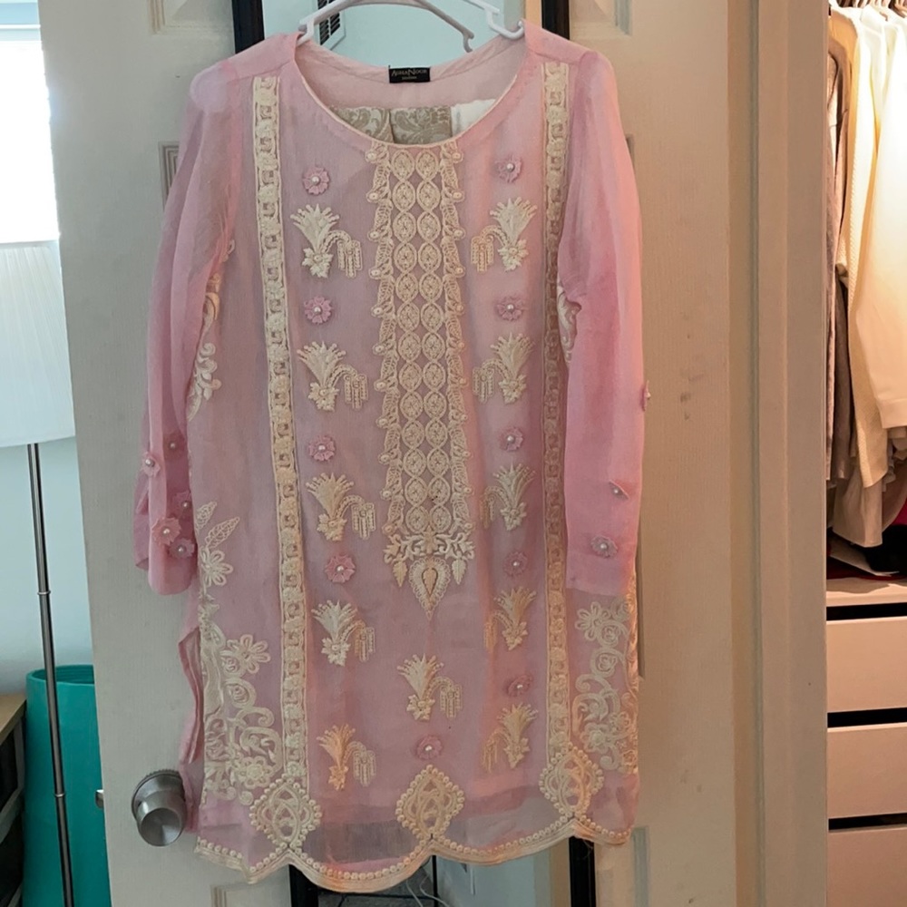 Agha Noor Pakistani Designer Pink Kurti - Medium